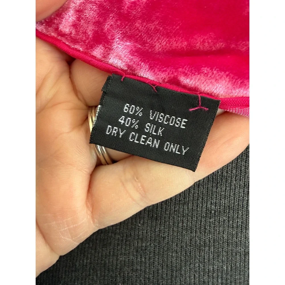 Pink velour‎ silk blend fringe scarf wrap